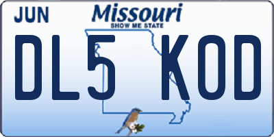 MO license plate DL5K0D