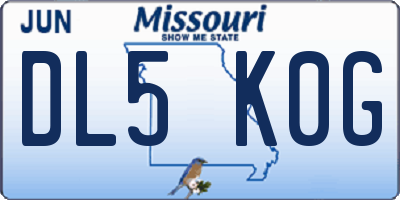 MO license plate DL5K0G