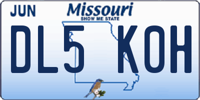 MO license plate DL5K0H