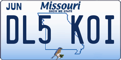 MO license plate DL5K0I