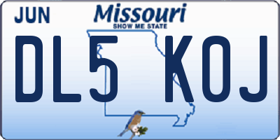 MO license plate DL5K0J