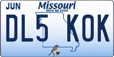 MO license plate DL5K0K