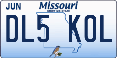 MO license plate DL5K0L