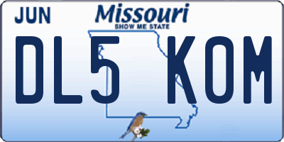 MO license plate DL5K0M