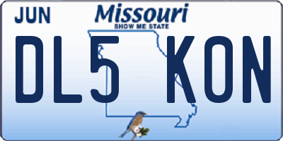 MO license plate DL5K0N