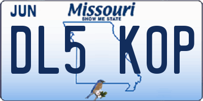 MO license plate DL5K0P