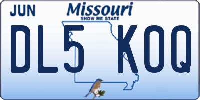 MO license plate DL5K0Q