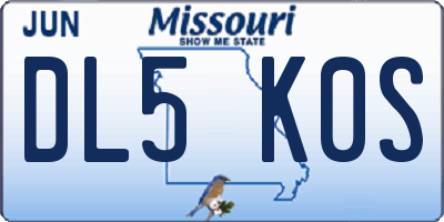 MO license plate DL5K0S