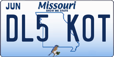 MO license plate DL5K0T