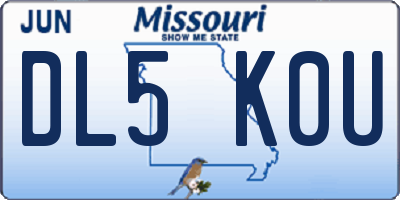 MO license plate DL5K0U
