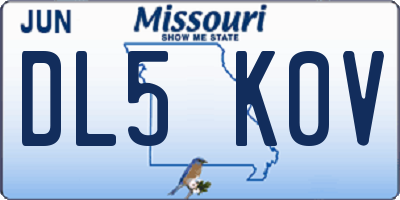 MO license plate DL5K0V