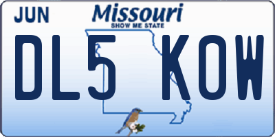 MO license plate DL5K0W