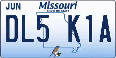 MO license plate DL5K1A