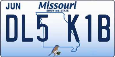 MO license plate DL5K1B
