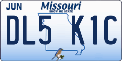 MO license plate DL5K1C