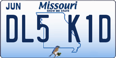 MO license plate DL5K1D