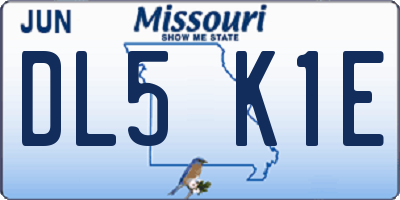 MO license plate DL5K1E