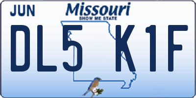 MO license plate DL5K1F