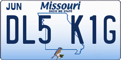 MO license plate DL5K1G