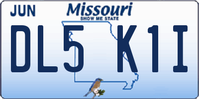 MO license plate DL5K1I