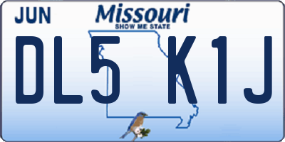 MO license plate DL5K1J