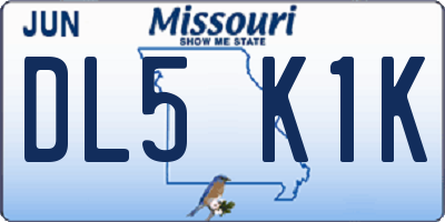 MO license plate DL5K1K