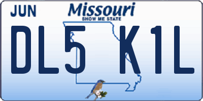 MO license plate DL5K1L