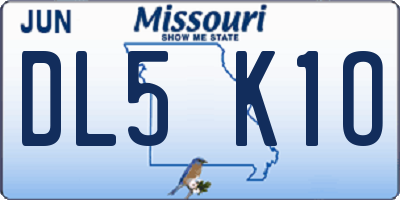 MO license plate DL5K1O