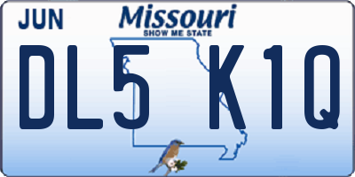 MO license plate DL5K1Q