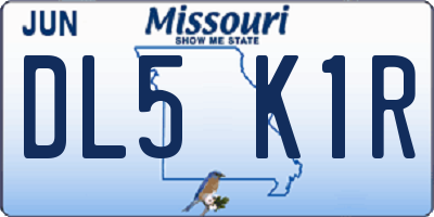 MO license plate DL5K1R