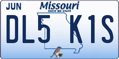 MO license plate DL5K1S