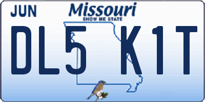 MO license plate DL5K1T