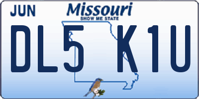 MO license plate DL5K1U