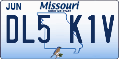 MO license plate DL5K1V