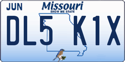 MO license plate DL5K1X