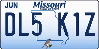 MO license plate DL5K1Z