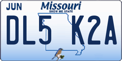 MO license plate DL5K2A