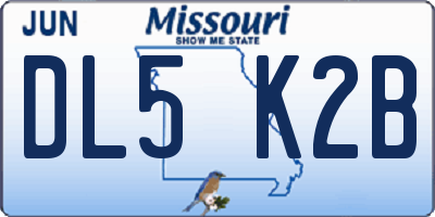 MO license plate DL5K2B