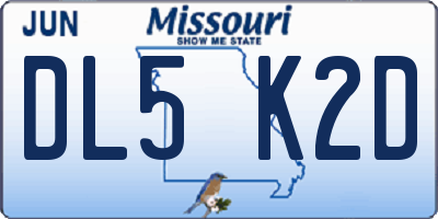MO license plate DL5K2D