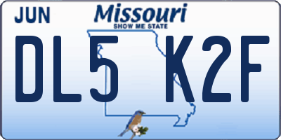 MO license plate DL5K2F