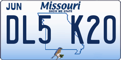 MO license plate DL5K2O