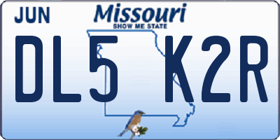 MO license plate DL5K2R