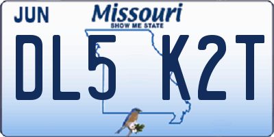 MO license plate DL5K2T