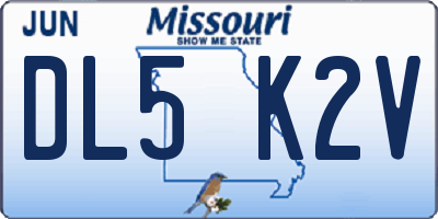 MO license plate DL5K2V