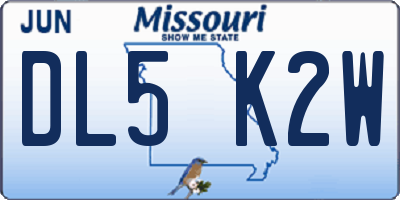 MO license plate DL5K2W