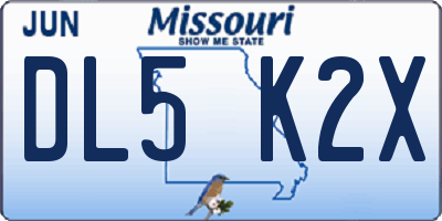 MO license plate DL5K2X