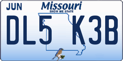 MO license plate DL5K3B