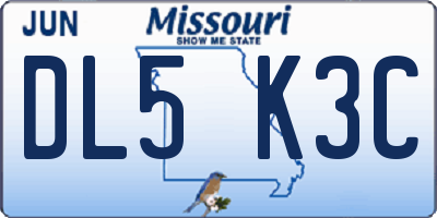 MO license plate DL5K3C