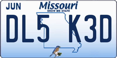 MO license plate DL5K3D