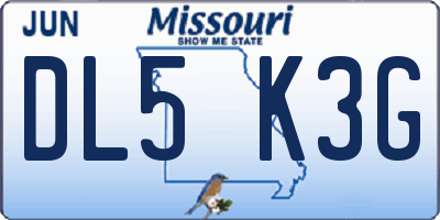 MO license plate DL5K3G